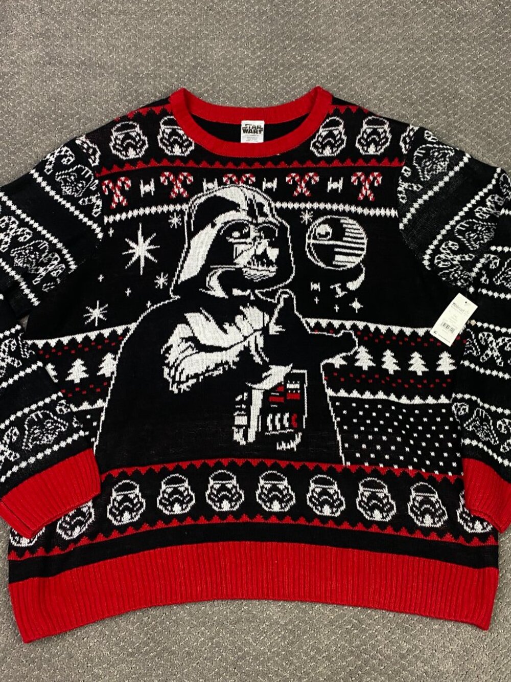 Star Wars Darth Vader Ugly Christmas Sweater Mens 3XL Black Red Holiday Knit NEW